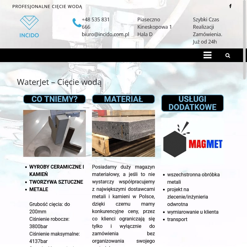 Cięcie metalu metodą waterjet