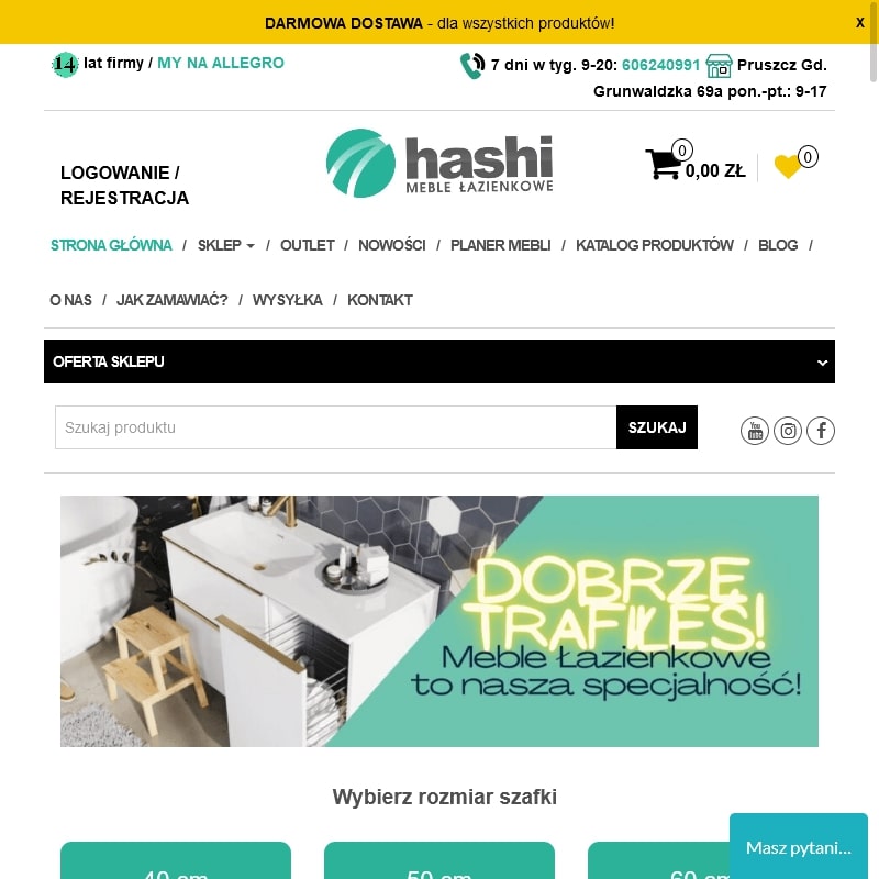 Umywalki asymetryczne bez otworu