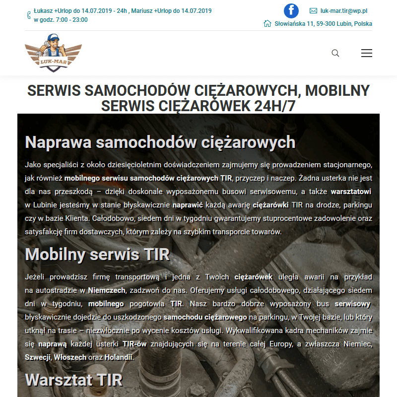 Serwis TIR z Lubina